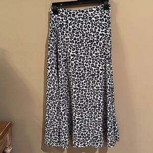 Amour vert blaze silk midi skirt leopard